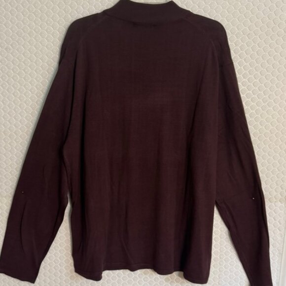 NWT Wilke Rodriguez 100% Silk  Pullover Mock Neck Sweater Maroon Size XL - Picture 8 of 8